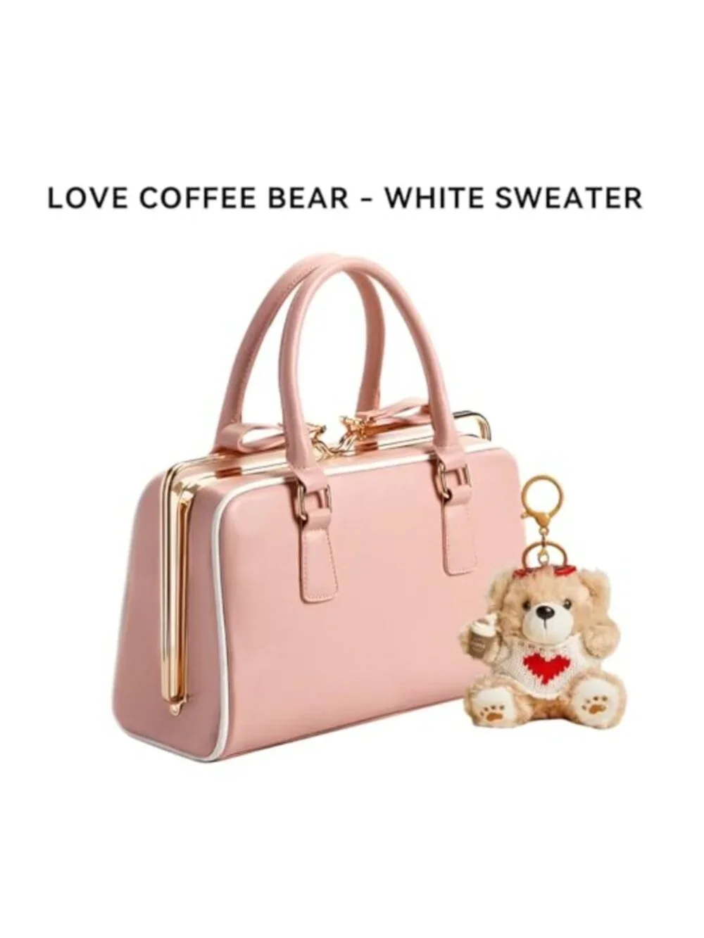 Plush Bear Charm Keychain Kawaii, Bag Charms for Women Girls, Cute Key Ring